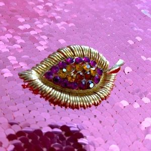 Leaf Brooch Gold Purple